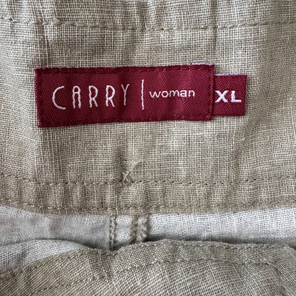 Carry‎ Women's XL Linen Blend Preppy Beach Shorts Greenish-Beige Festival Summer - Picture 6 of 13